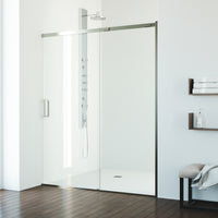 Amada 60 in. W x 74 in. H Sliding Shower Door and Elan 24 in. Linear Shower Drain in Brushed Nickel