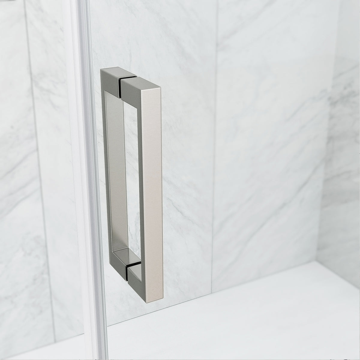 Amada 60 in. W x 74 in. H Sliding Shower Door and Elan 24 in. Linear Shower Drain in Brushed Nickel