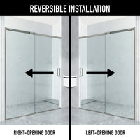 Amada 60 in. W x 74 in. H Sliding Shower Door and Elan 24 in. Linear Shower Drain in Brushed Nickel