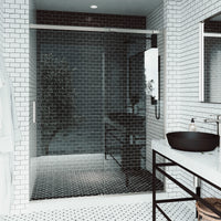 Amada 60 in. W x 74 in. H Sliding Shower Door and Satro 3-Piece Bath Hardware Set in Brushed Nickel