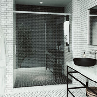 Amada 60 in. W x 74 in. H Sliding Shower Door and Satro 3-Piece Bath Hardware Set in Chrome