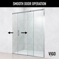 Amada 60 in. W x 74 in. H Sliding Shower Door and Satro 3-Piece Bath Hardware Set in Chrome