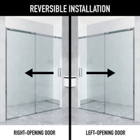 Amada 60 in. W x 74 in. H Sliding Shower Door and Satro 3-Piece Bath Hardware Set in Chrome