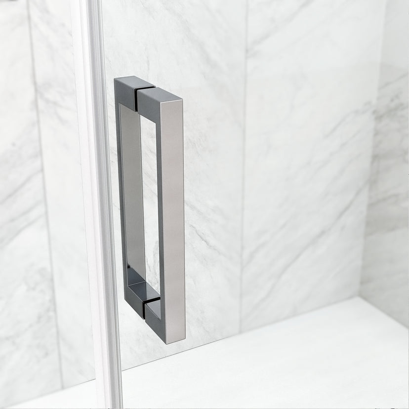 Amada 60 in. W x 74 in. H Sliding Shower Door and Meridian 4-Piece Bath Hardware Set in Chrome