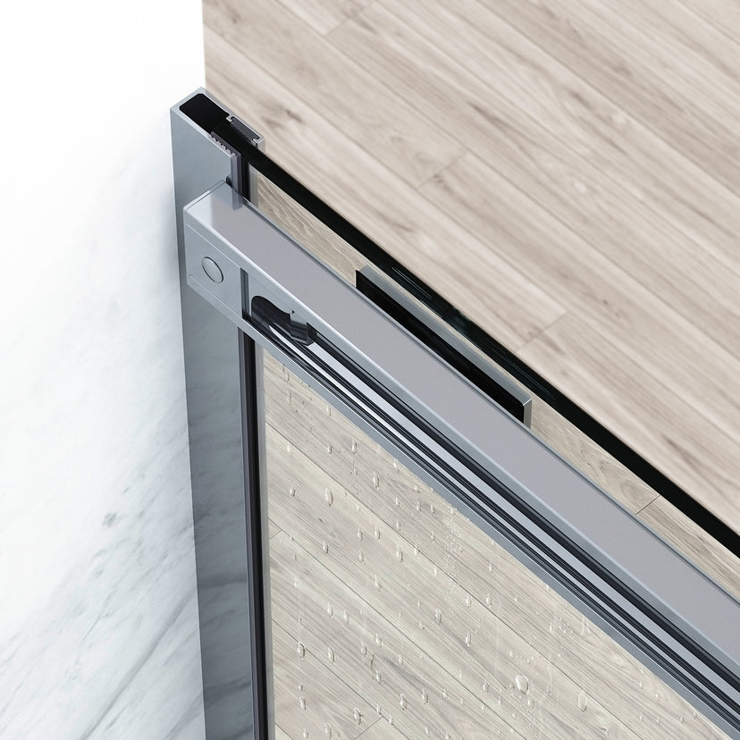 Amada 60 in. W x 74 in. H Sliding Shower Door and Meridian 4-Piece Bath Hardware Set in Chrome