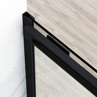 Amada 60 in. W x 74 in. H Sliding Shower Door and Meridian 4-Piece Bath Hardware Set in Matte Black