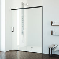 60 in. W x 74 in. H Sliding Shower Door in Matte Black with 1/4 in. Clear Glass and Elan 36 in. Linear Shower Drain