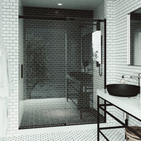 60 in. W x 74 in. H Sliding Shower Door in Matte Black with 1/4 in. Clear Glass and Elan 36 in. Linear Shower Drain