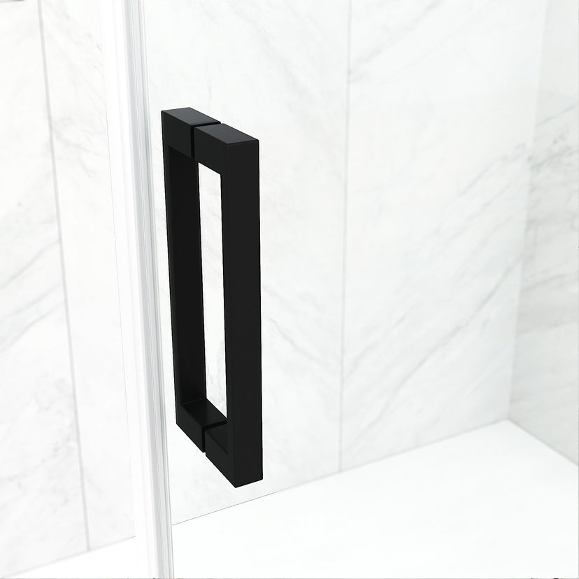 60 in. W x 74 in. H Sliding Shower Door in Matte Black with 1/4 in. Clear Glass and Elan 36 in. Linear Shower Drain
