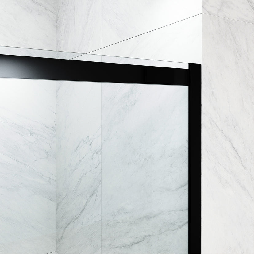 60 in. W x 74 in. H Sliding Shower Door in Matte Black with 1/4 in. Clear Glass and Elan 36 in. Linear Shower Drain