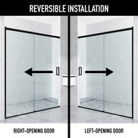 60 in. W x 74 in. H Sliding Shower Door in Matte Black with 1/4 in. Clear Glass and Elan 36 in. Linear Shower Drain