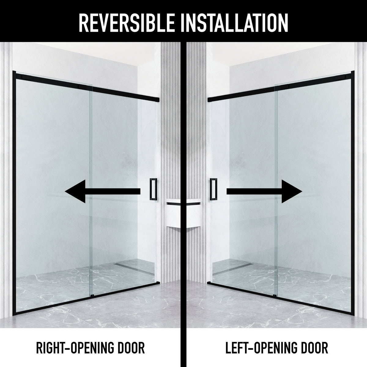 60 in. W x 74 in. H Sliding Shower Door in Matte Black with 1/4 in. Clear Glass and Elan 36 in. Linear Shower Drain