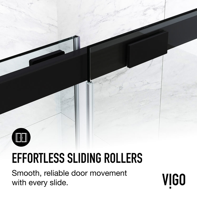 60 in. W x 74 in. H Sliding Shower Door in Matte Black with 1/4 in. Clear Glass and Elan 36 in. Linear Shower Drain