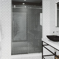 Elan E-Class 44 to 48 in. W x 76 in. H Frameless Sliding Shower Door and Meridian 4-Piece Bath Hardware Set in Chrome