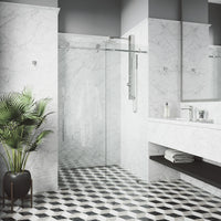 Elan E-Class 56 to 60 in. W x 76 in. H Frameless Sliding Shower Door and Meridian 4-Piece Bath Hardware Set in Chrome