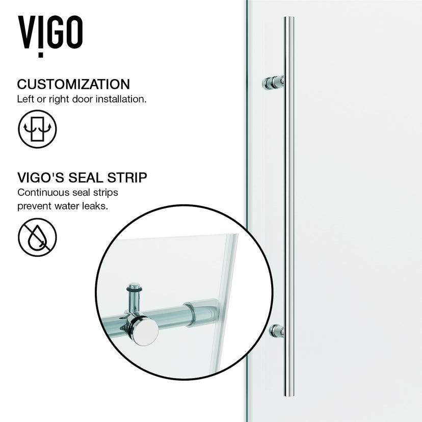 Elan E-Class 68-72 in. W x 76 in. H Frameless Sliding Shower Door in Chrome with 3/8 in. (10mm) Clear Glass and Elan 24 in. Linear Shower Drain
