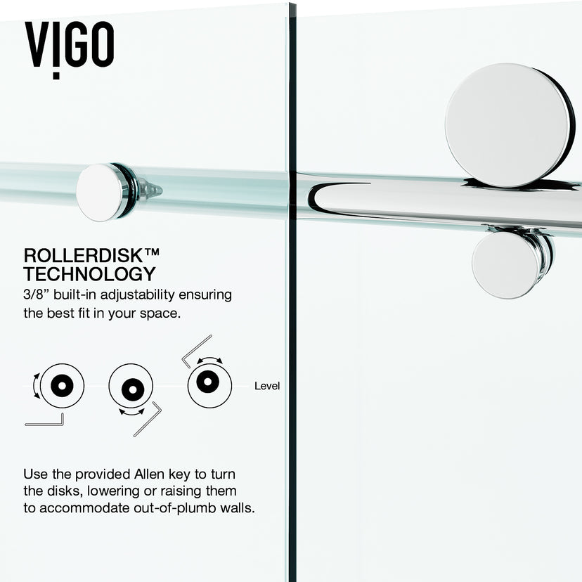 Elan E-Class 68 to 72 in. W x 76 in. H Frameless Sliding Shower Door and Satro 3-Piece Bath Hardware Set in Chrome