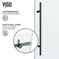 Modern contemporary shower door matte black, adjustable width 44-48 in., clear glass