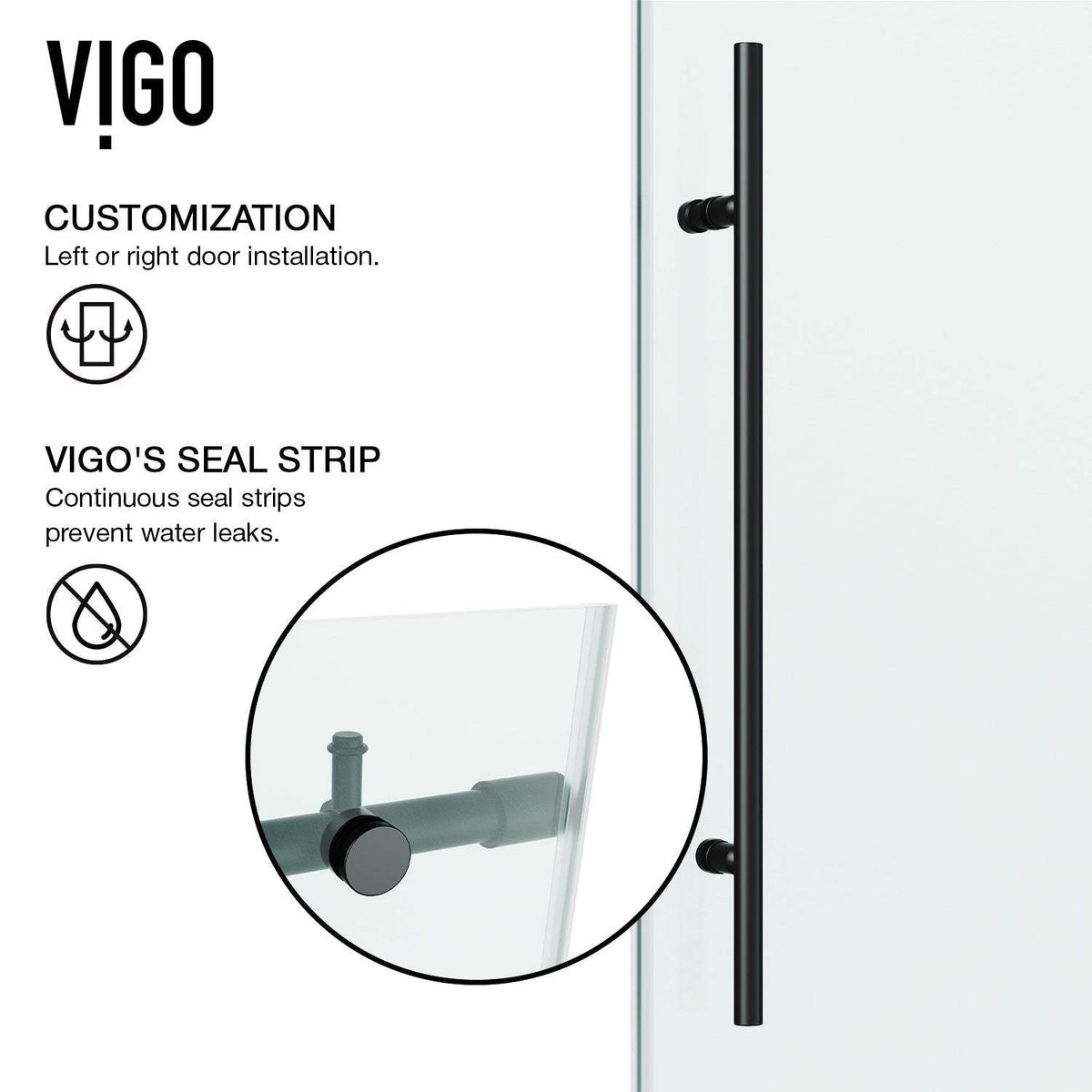 Modern contemporary shower door matte black, adjustable width 44-48 in., clear glass