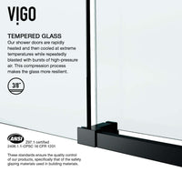 Matte black frameless shower door with bar handle, 76 in. height, clear tempered glass