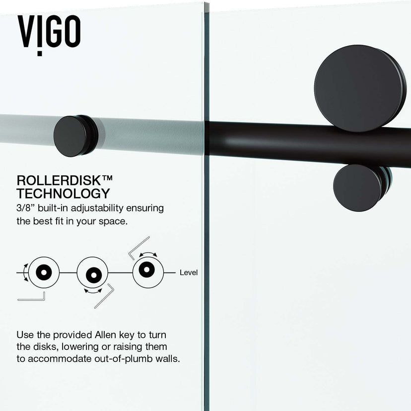 Frameless shower door matte black finish, reversible door installation, clear glass