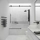 Modern frameless tub door, matte black, clear tempered glass, 66 in. height, sliding