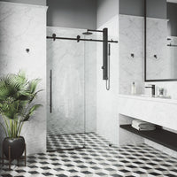 Elan E-Class 56 to 60 in. W x 76 in. H Frameless Sliding Shower Door and Elan 24 in. Linear Shower Drain in Matte Black