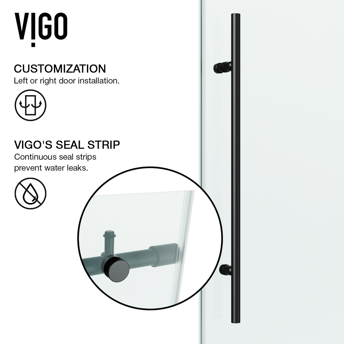 Elan E-Class 56 to 60 in. W x 76 in. H Frameless Sliding Shower Door and Elan 24 in. Linear Shower Drain in Matte Black