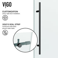 Elan E-Class 56 to 60 in. W x 76 in. H Frameless Sliding Shower Door and Meridian 4-Piece Bath Hardware Set in Matte Black