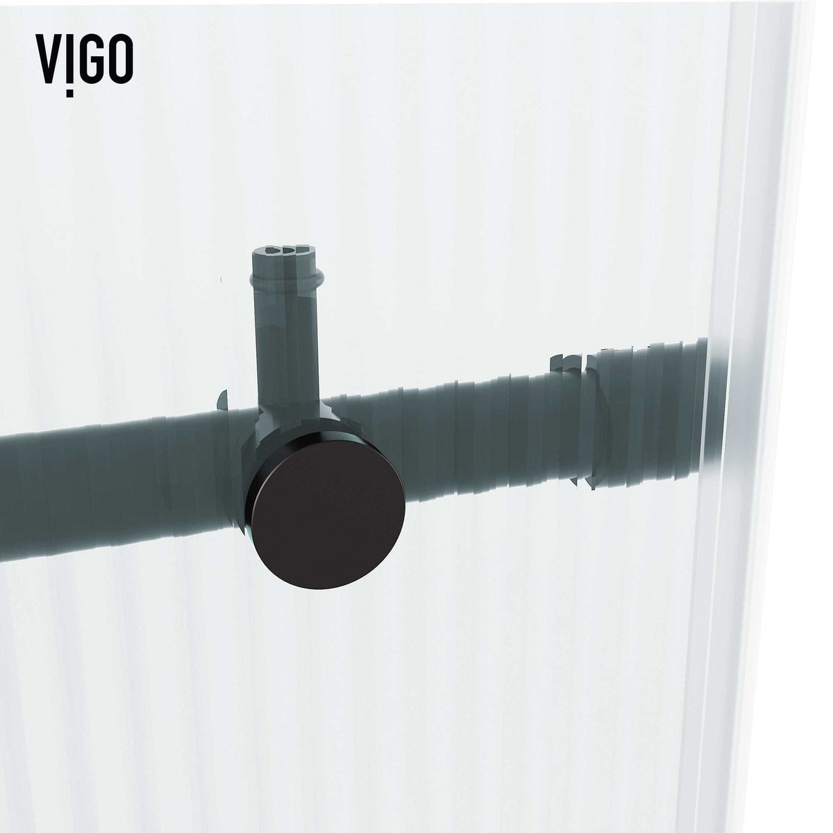 Modern matte black shower door, fluted tempered glass, sliding, right side installation, 66 in.