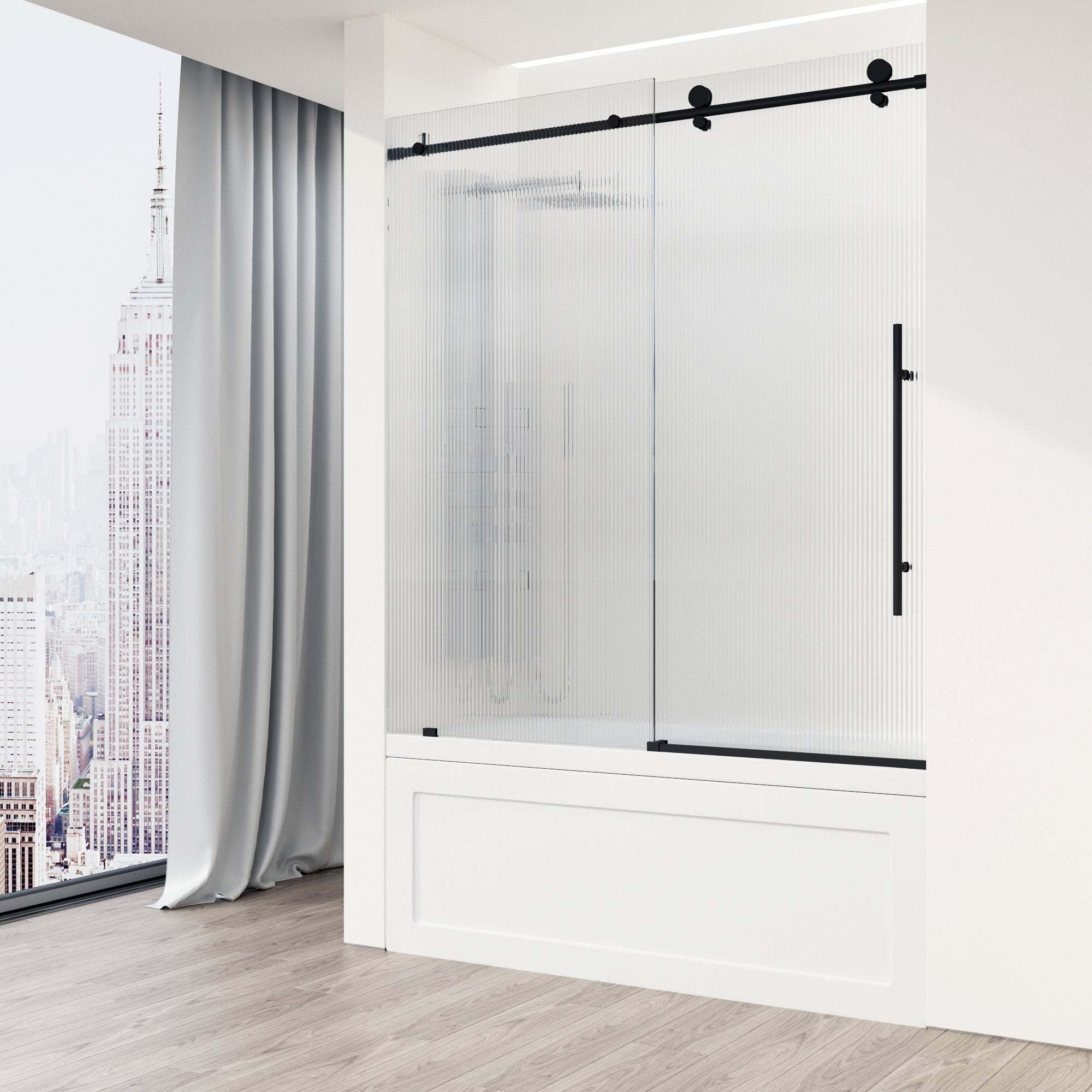 Elan E-Class – 56 to 60 in. W X 66 in. H Frameless Sliding Tub