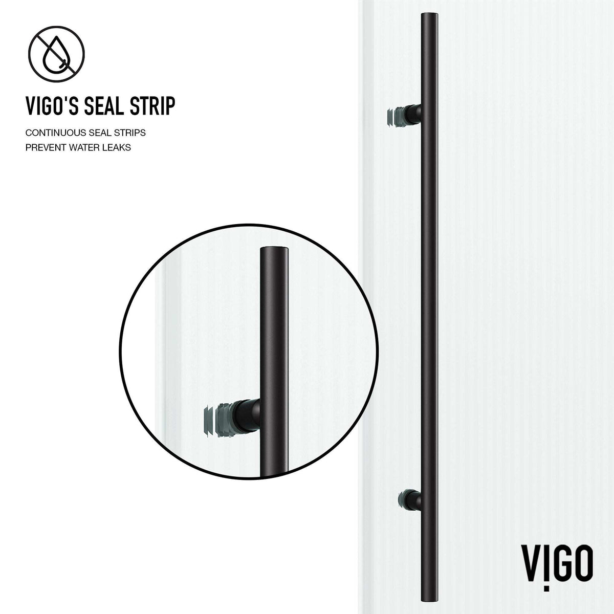 Fluted tempered glass tub door, matte black, frameless, right handle, 66 in. tall