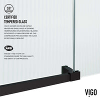Modern frameless tub door, matte black, fluted glass, right installation, sliding, 66 in.