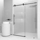 Matte black frameless sliding shower door with fluted tempered glass, 56-60 in. width