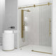 Matte brushed gold frameless sliding shower door with clear tempered glass, 56-60 in. width