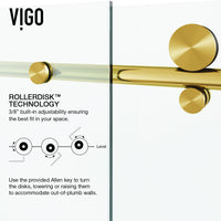 Elan E-Class 56 to 60 in. W x 76 in. H Frameless Sliding Shower Door and Elan 24 in. Linear Shower Drain in Matte Brushed Gold