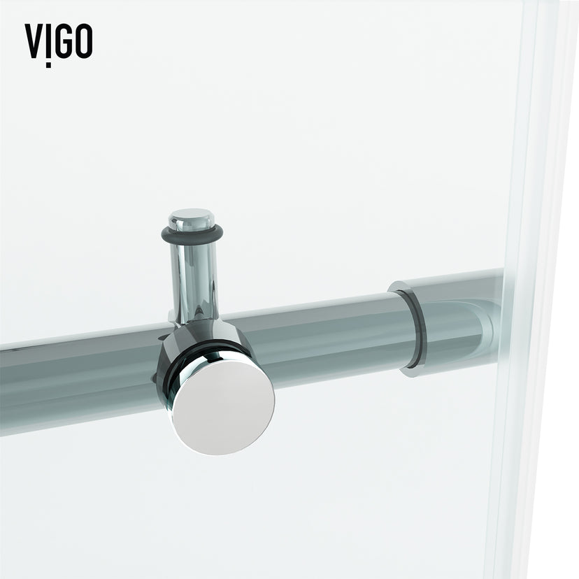 Elan Hart 56 to 60 in. W x 76 in. H Frameless Sliding Shower Door and Satro 3-Piece Bath Hardware Set in Chrome