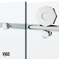 Elan Hart 56 to 60 in. W x 76 in. H Frameless Sliding Shower Door and Satro 3-Piece Bath Hardware Set in Chrome