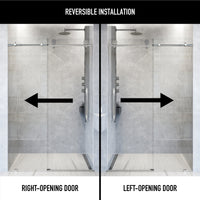 Elan Hart 56 to 60 in. W x 76 in. H Frameless Sliding Shower Door and Satro 3-Piece Bath Hardware Set in Chrome