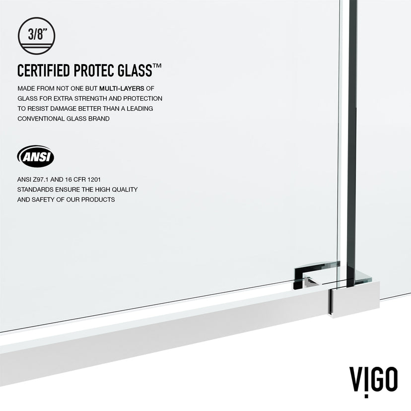 Elan Hart 56 to 60 in. W x 76 in. H Frameless Sliding Shower Door and Satro 3-Piece Bath Hardware Set in Chrome