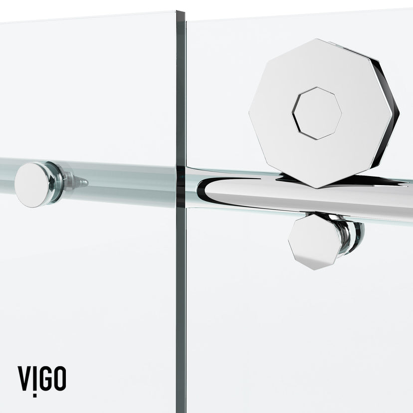 Elan Hart 56 to 60 in. W x 76 in. H Frameless Sliding Shower Door and Meridian 4-Piece Bath Hardware Set in Chrome
