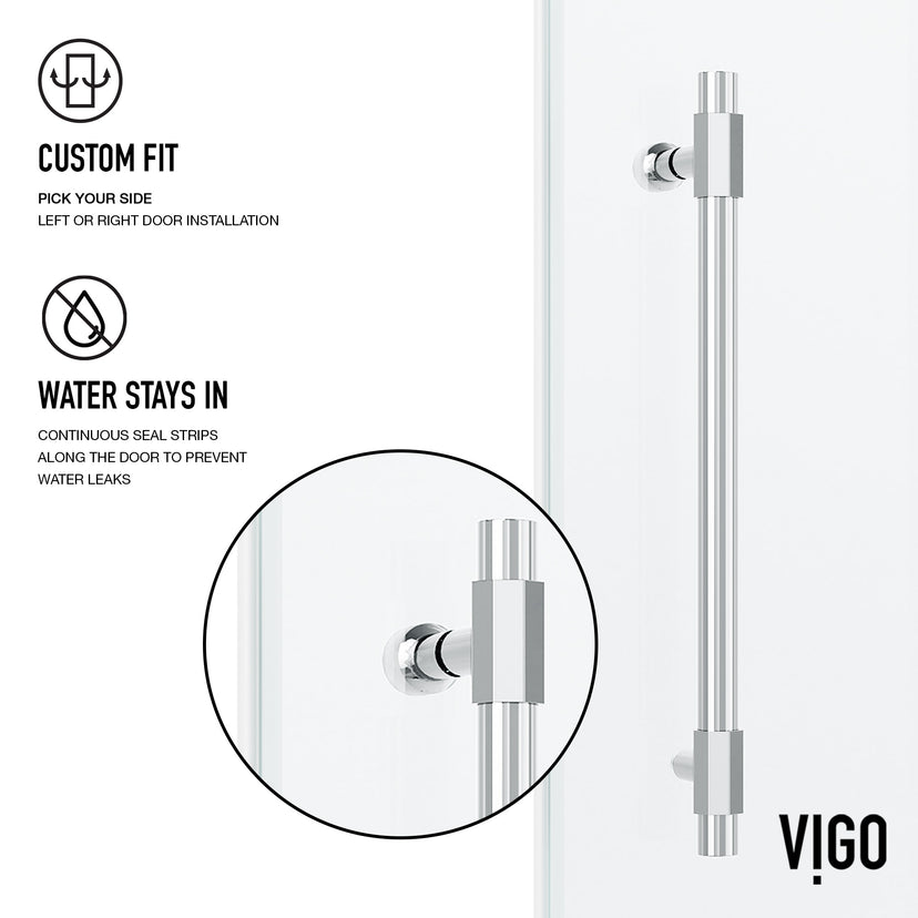 Elan Hart 56 to 60 in. W x 76 in. H Frameless Sliding Shower Door and Meridian 4-Piece Bath Hardware Set in Chrome