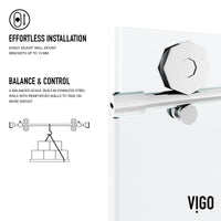 Elan Hart 56 to 60 in. W x 76 in. H Frameless Sliding Shower Door and Meridian 4-Piece Bath Hardware Set in Chrome