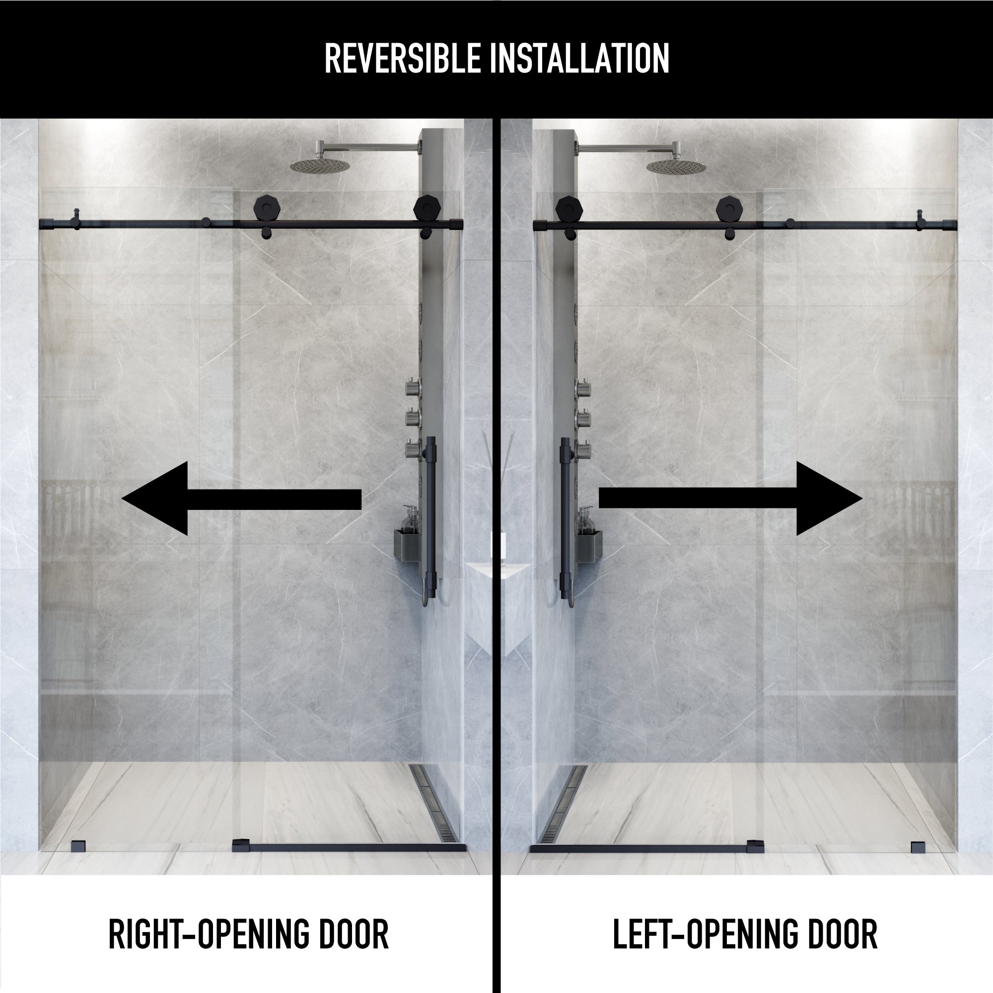 Elan Hart – 56 to 60 in. W X 76 in. H Frameless Sliding Shower
