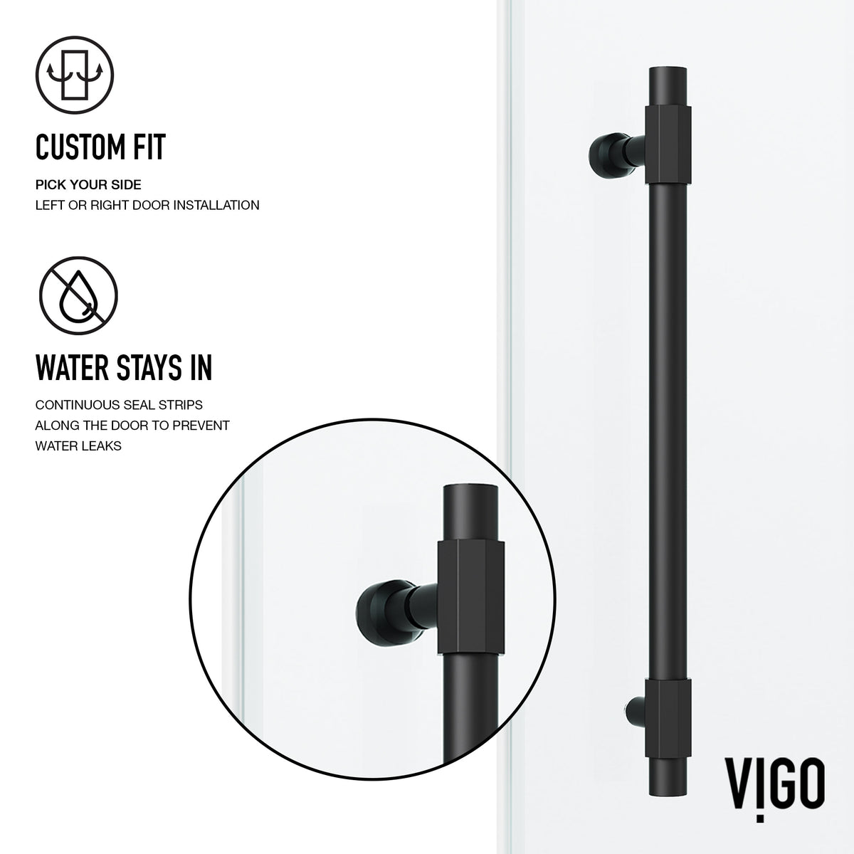 Elan Hart 56 to 60 in. W x 76 in. H Frameless Sliding Shower Door and Elan 24 in. Linear Shower Drain in Matte Black