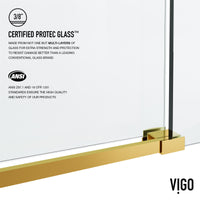 Elan Hart 56 to 60 in. W x 76 in. H Frameless Sliding Shower Door and Satro 3-Piece Bath Hardware Set in Matte Brushed Gold