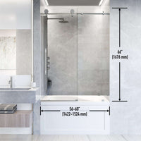 Adjustable 56-60 inch sliding tub door with tempered glass and left/right handle position