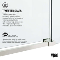 Clear glass sliding shower door with stainless steel frame and bar handle