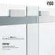 Frameless sliding tub door with chrome finish, clear tempered glass, alcove installation