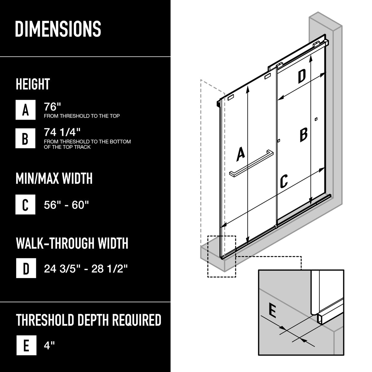 Houston Frameless Sliding Shower Door